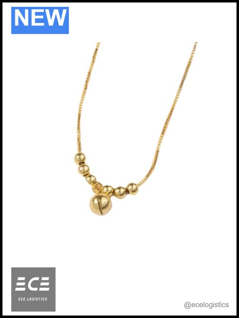 18K Gold Handmade Pendant Necklace Ball Chain Choker 17in Women